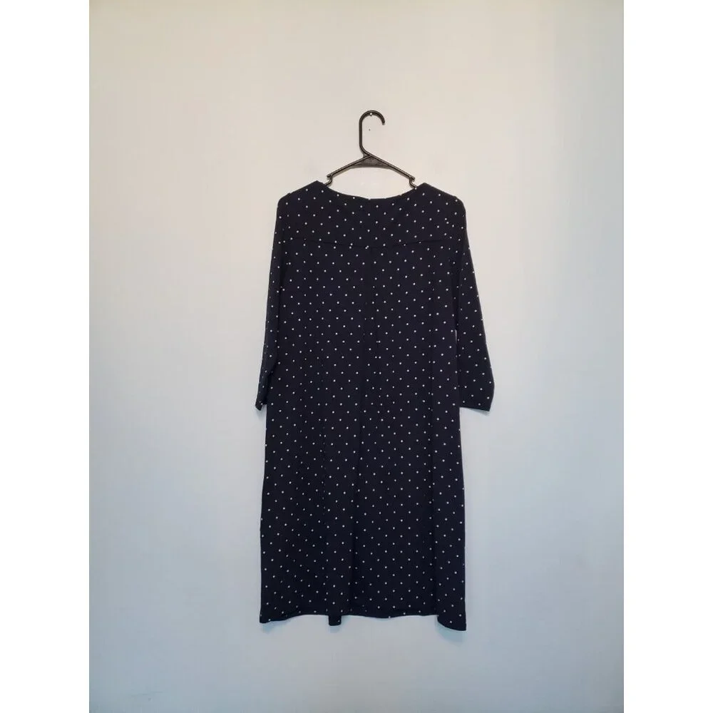 J Jill Wearever Collection Womens S Navy Blue Shirt Dress 3/4 Sleeve Polka Dot - Picture 2 of 6